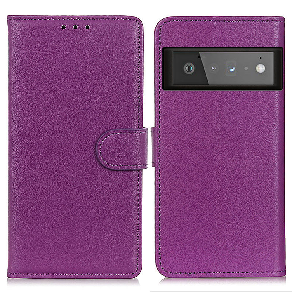 Litchi Skin Wallet Leather Phone Case for Google Pixel 6 Pro