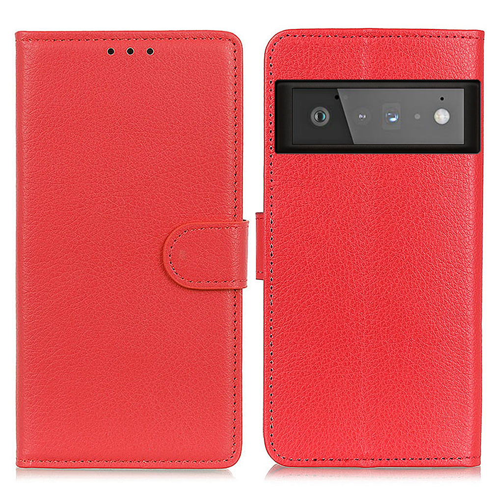 Litchi Skin Wallet Leather Phone Case for Google Pixel 6 Pro