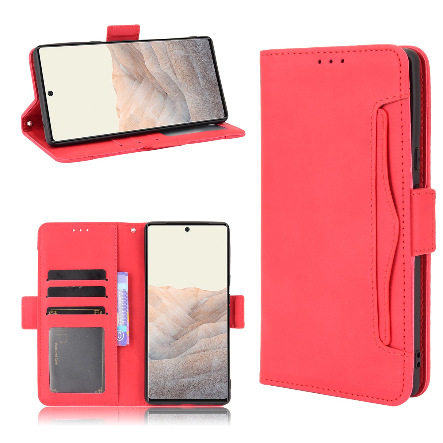 Wallet Stand Design Phone Cover Case with Multiple Card Slots for Google Pixel 6