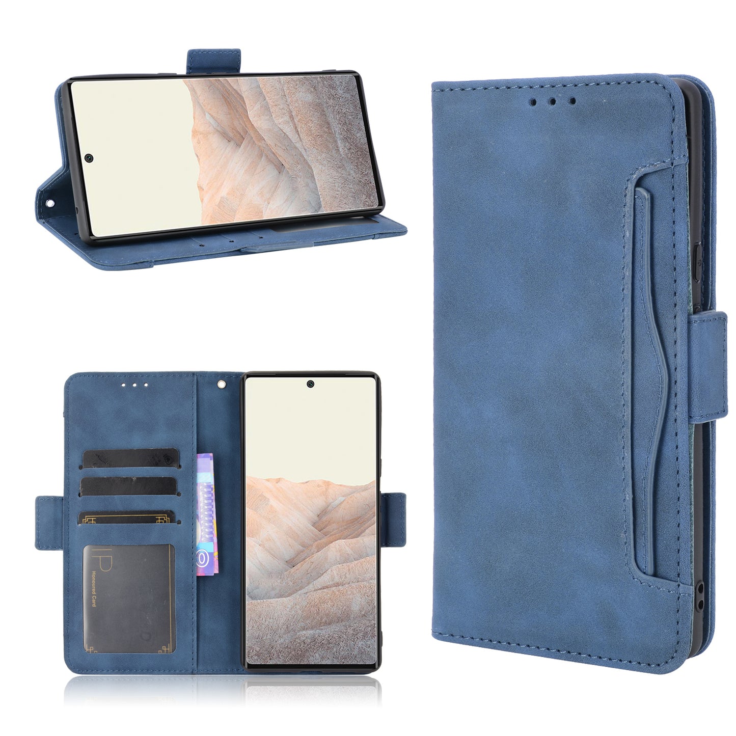 Wallet Stand Design Phone Cover Case with Multiple Card Slots for Google Pixel 6