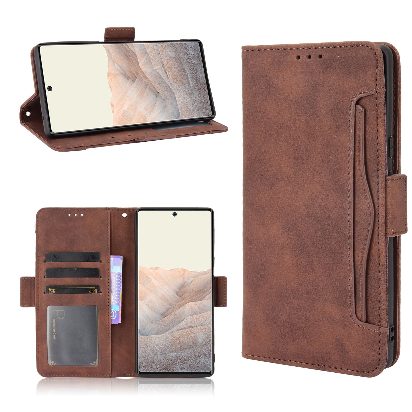 Wallet Stand Design Phone Cover Case with Multiple Card Slots for Google Pixel 6