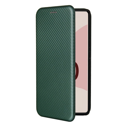 Auto-absorbed Leather Shell Carbon Fiber Texture with Card Slot and Ring Strap for Google Pixel 6