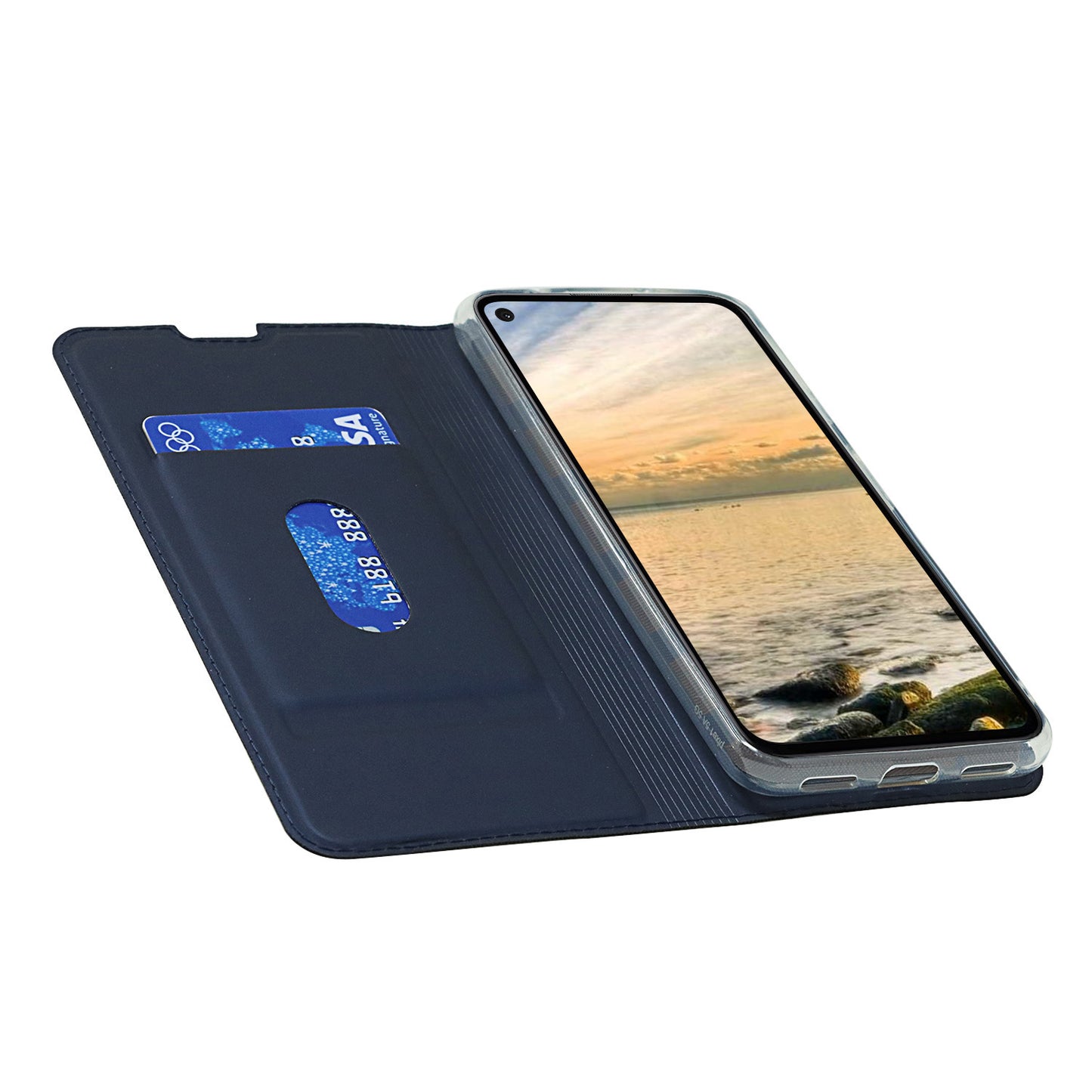 Magnetic Auto-absorbed PU Leather Phone Shell Stand Card Slot Case for Google Pixel 5a 5G