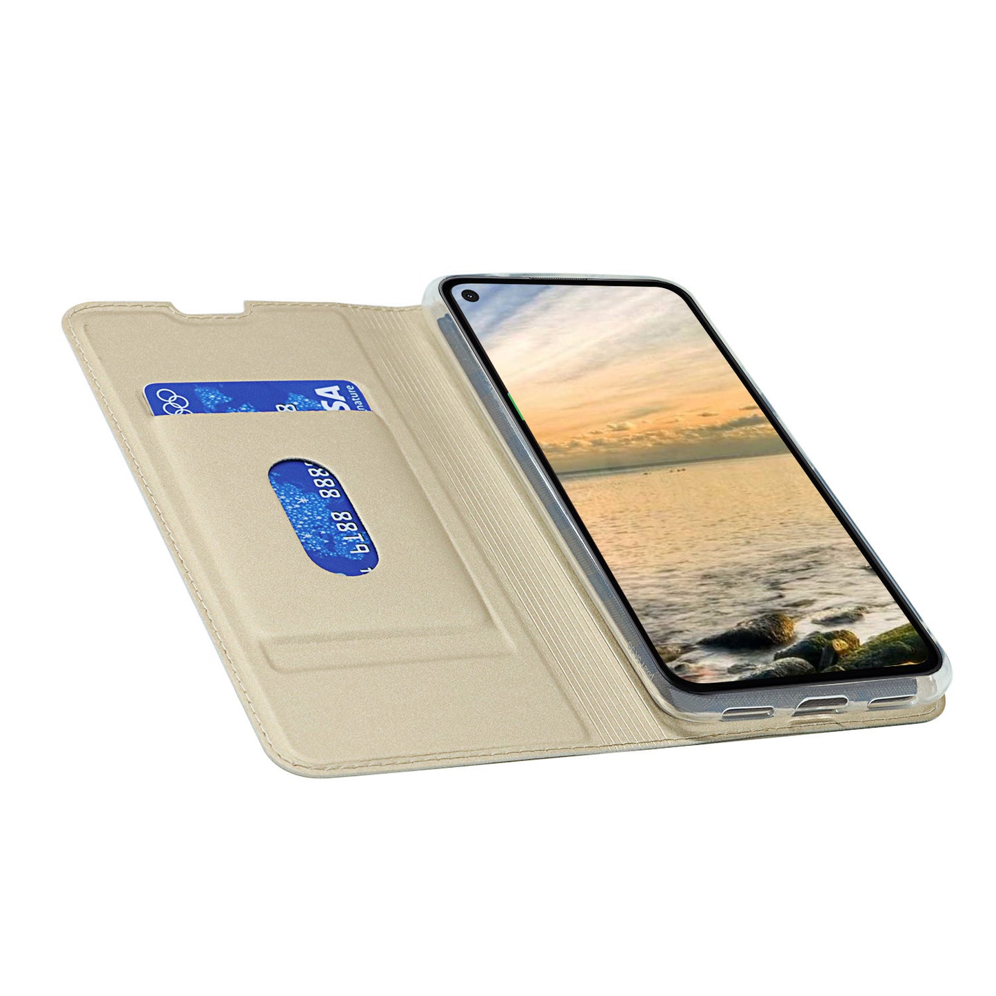 Magnetic Auto-absorbed PU Leather Phone Shell Stand Card Slot Case for Google Pixel 5a 5G