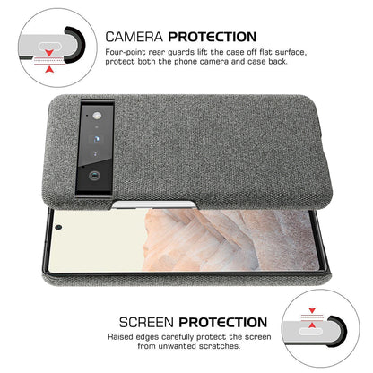 For Google Pixel 6 Pro Cloth Coated Hard PC Shockproof Non-Slip Phone Case Anti-Fingerprints Cover