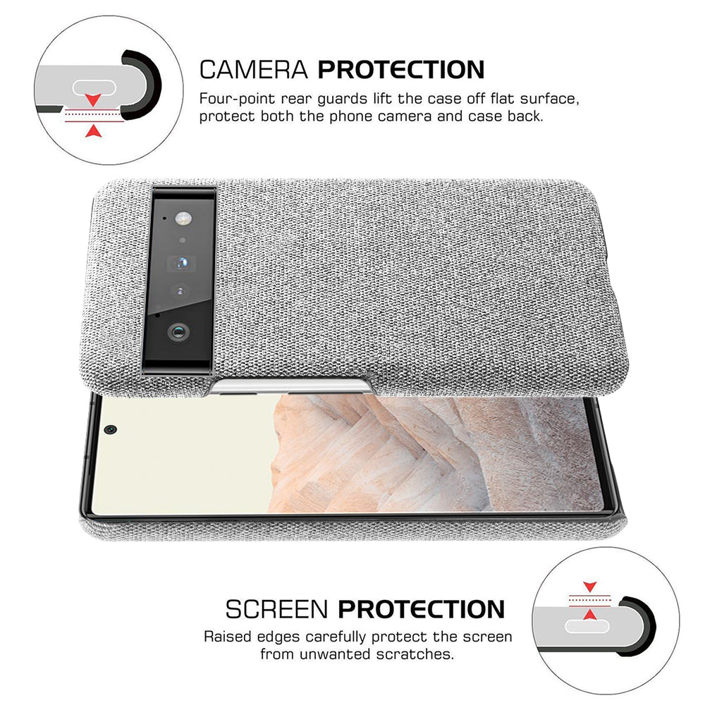 For Google Pixel 6 Pro Cloth Coated Hard PC Shockproof Non-Slip Phone Case Anti-Fingerprints Cover