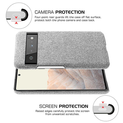 For Google Pixel 6 Pro Cloth Coated Hard PC Shockproof Non-Slip Phone Case Anti-Fingerprints Cover