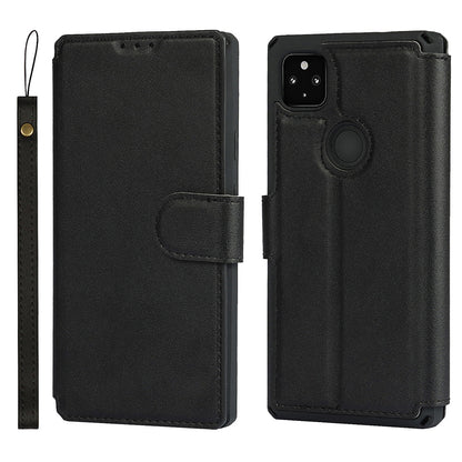 PU Leather Wallet Phone Cover with Wrist Strap for Google Pixel 4a