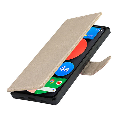 PU Leather Wallet Phone Cover with Wrist Strap for Google Pixel 4a