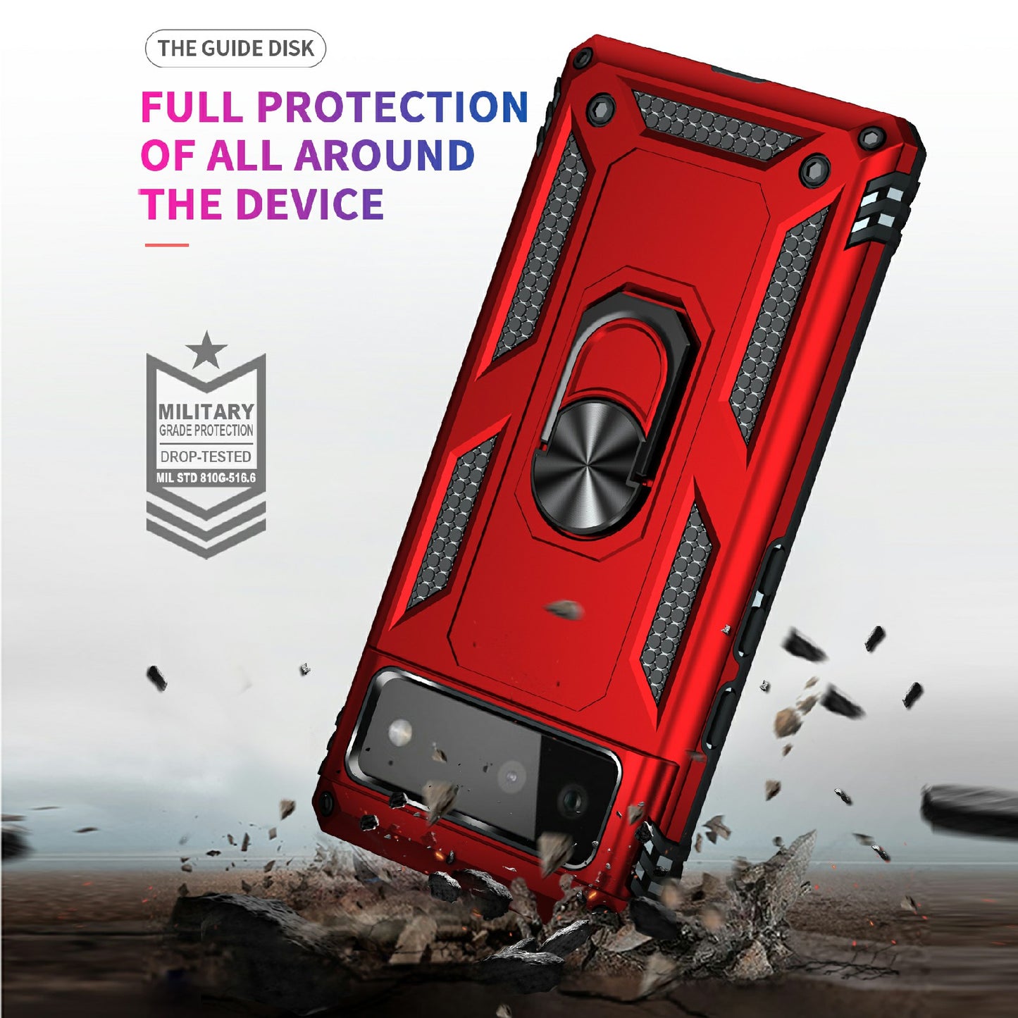 Military Grade PC + TPU Shockproof Hybrid Cover with Rotary Ring Kickstand for Google Pixel 6