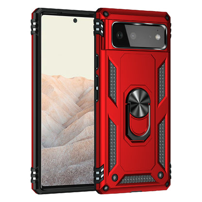 Military Grade PC + TPU Shockproof Hybrid Cover with Rotary Ring Kickstand for Google Pixel 6