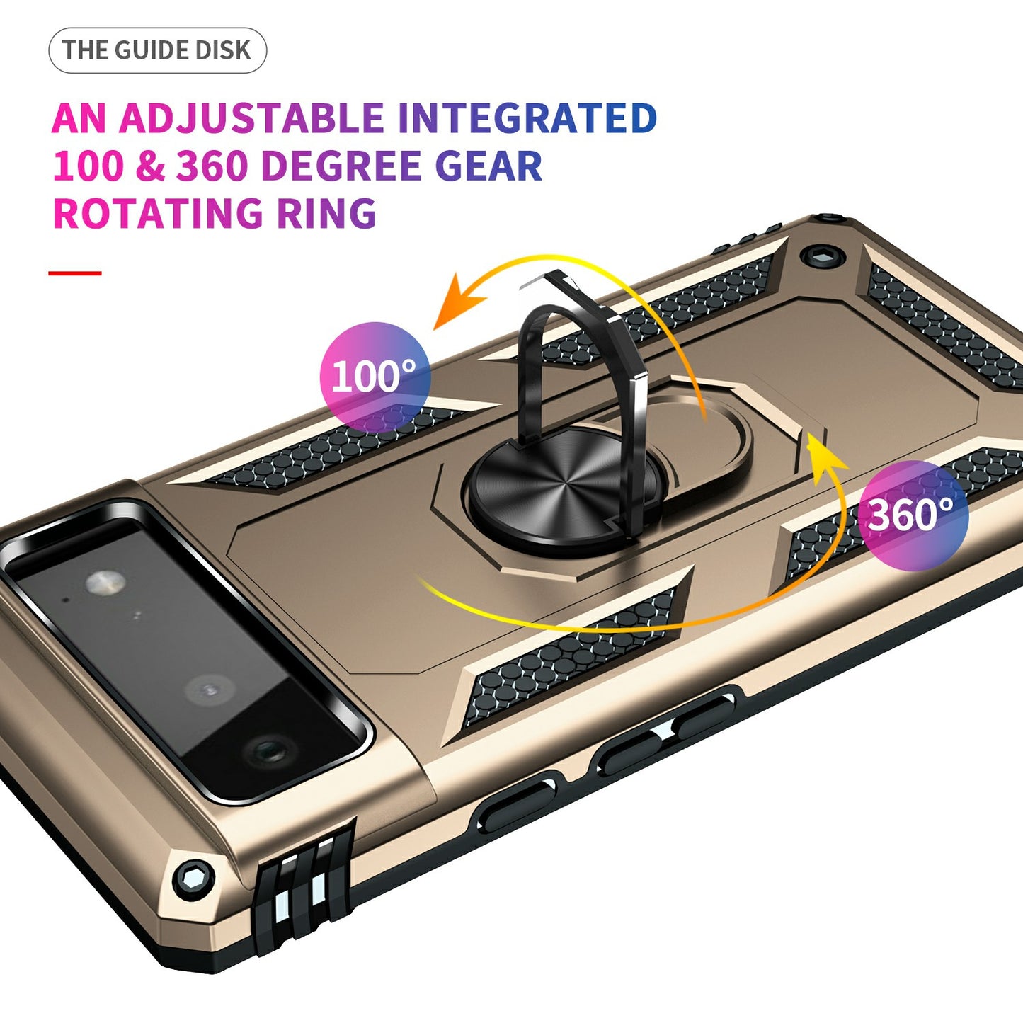 Military Grade PC + TPU Shockproof Hybrid Cover with Rotary Ring Kickstand for Google Pixel 6