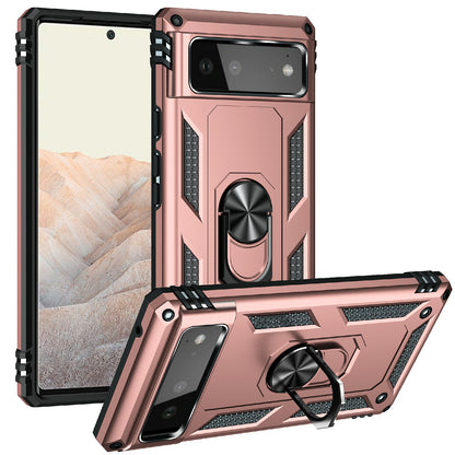 Military Grade PC + TPU Shockproof Hybrid Cover with Rotary Ring Kickstand for Google Pixel 6