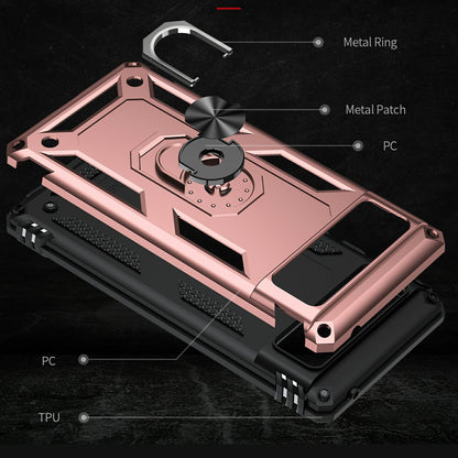 Military Grade PC + TPU Shockproof Hybrid Cover with Rotary Ring Kickstand for Google Pixel 6