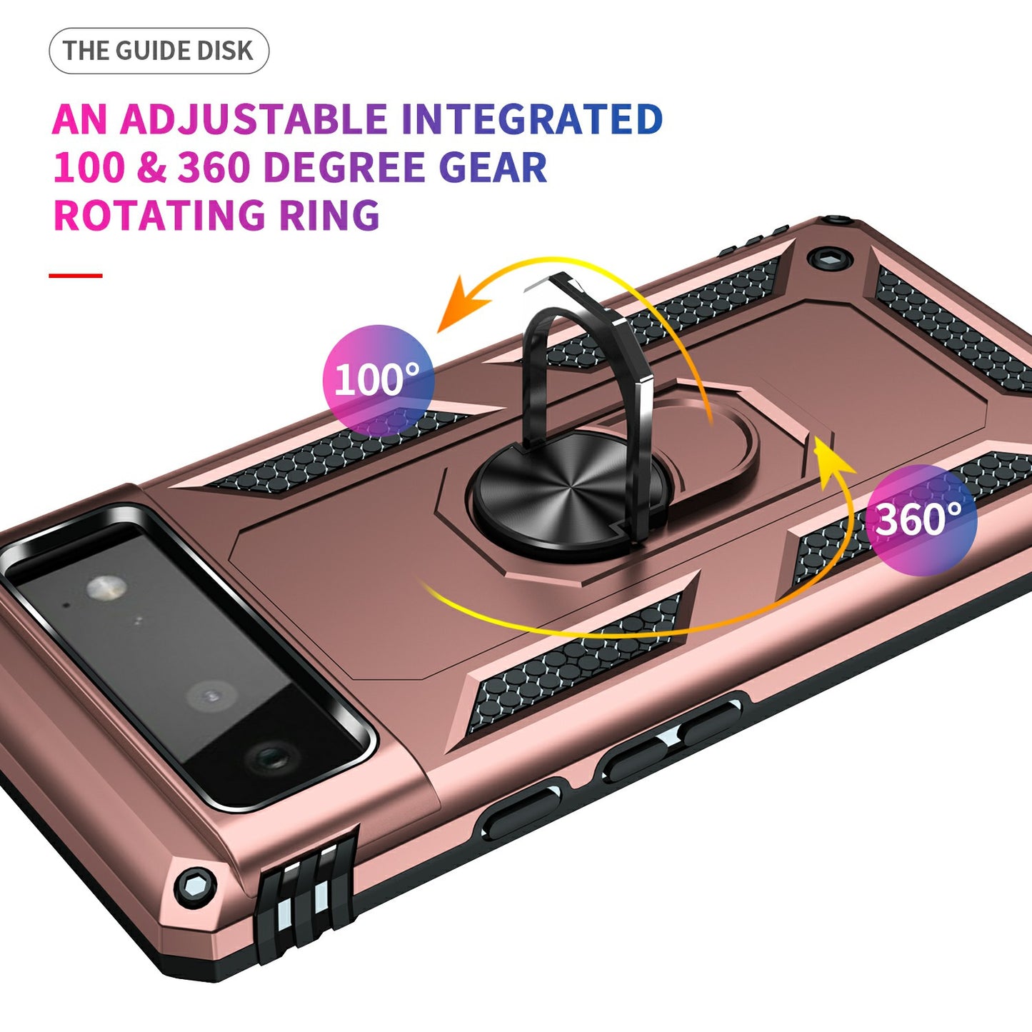 Military Grade PC + TPU Shockproof Hybrid Cover with Rotary Ring Kickstand for Google Pixel 6