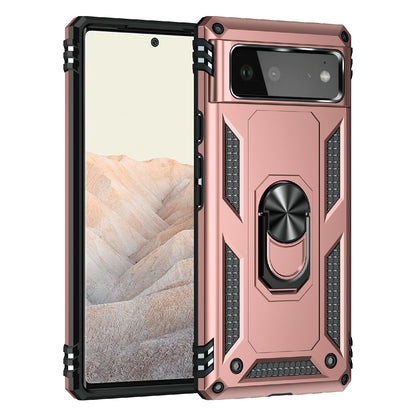 Military Grade PC + TPU Shockproof Hybrid Cover with Rotary Ring Kickstand for Google Pixel 6