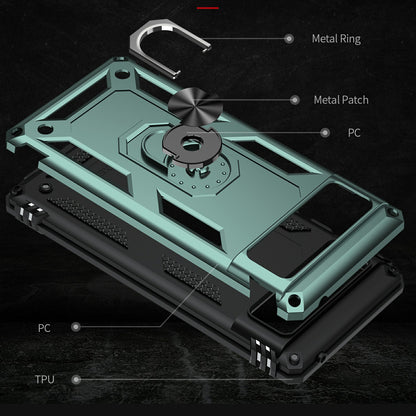 Military Grade PC + TPU Shockproof Hybrid Cover with Rotary Ring Kickstand for Google Pixel 6