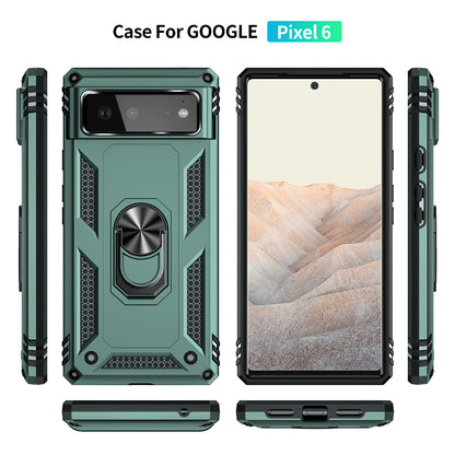 Military Grade PC + TPU Shockproof Hybrid Cover with Rotary Ring Kickstand for Google Pixel 6