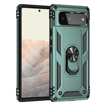 Military Grade PC + TPU Shockproof Hybrid Cover with Rotary Ring Kickstand for Google Pixel 6