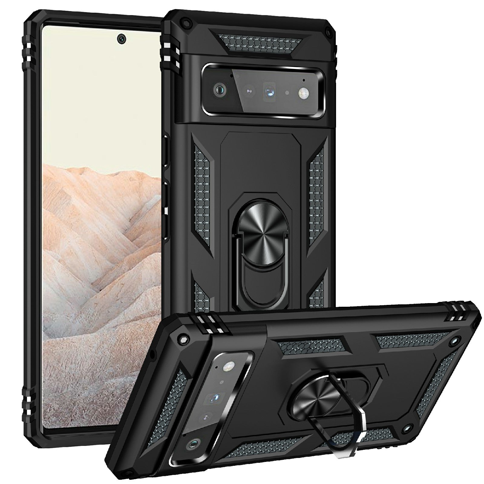 Military Grade Kickstand Design Shockproof PC TPU Hybrid Case Phone Shell for Google Pixel 6 Pro