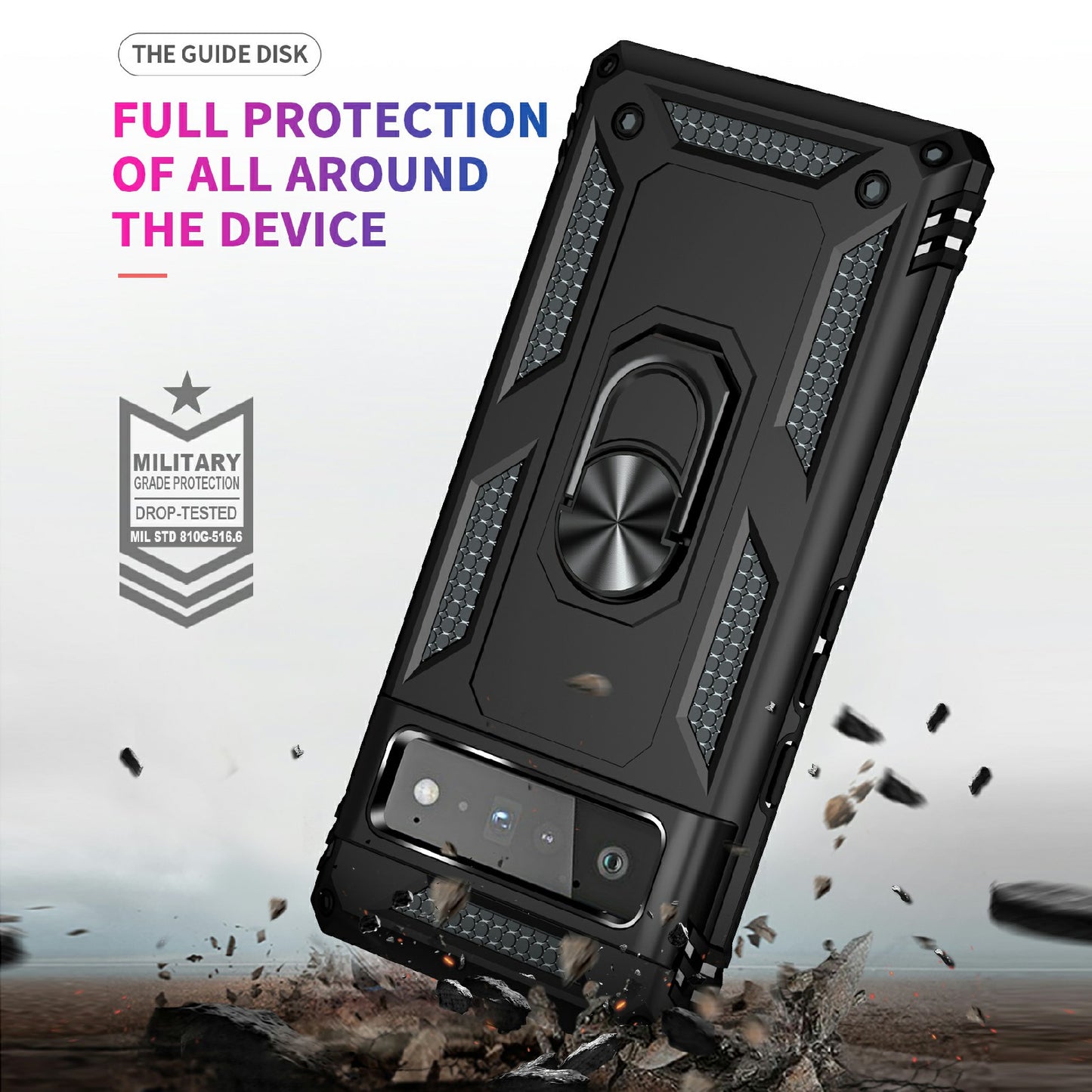 Military Grade Kickstand Design Shockproof PC TPU Hybrid Case Phone Shell for Google Pixel 6 Pro