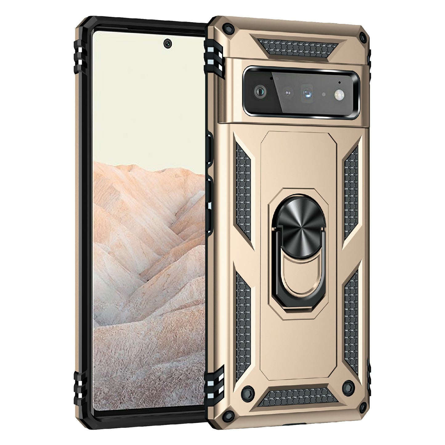 Military Grade Kickstand Design Shockproof PC TPU Hybrid Case Phone Shell for Google Pixel 6 Pro