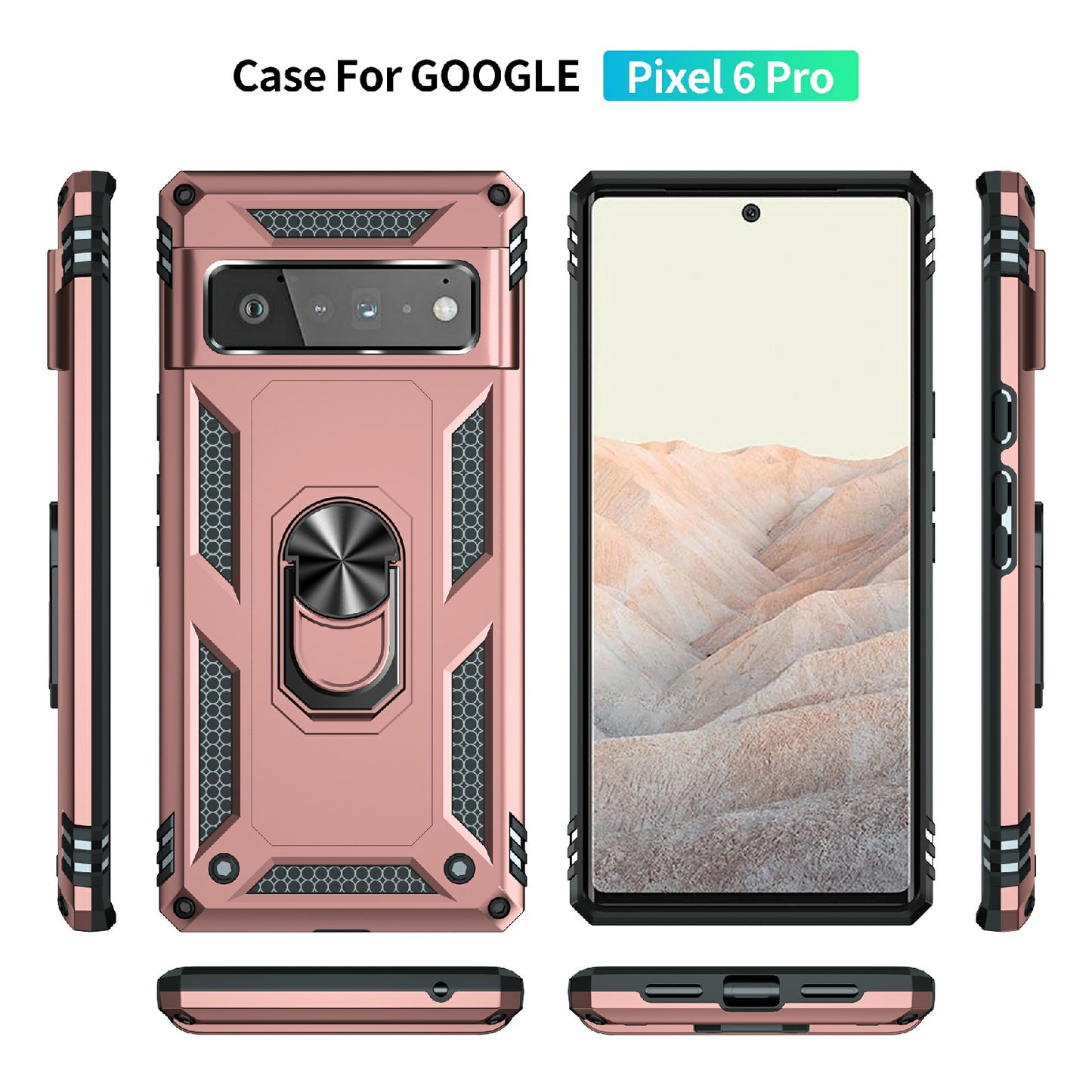 Military Grade Kickstand Design Shockproof PC TPU Hybrid Case Phone Shell for Google Pixel 6 Pro