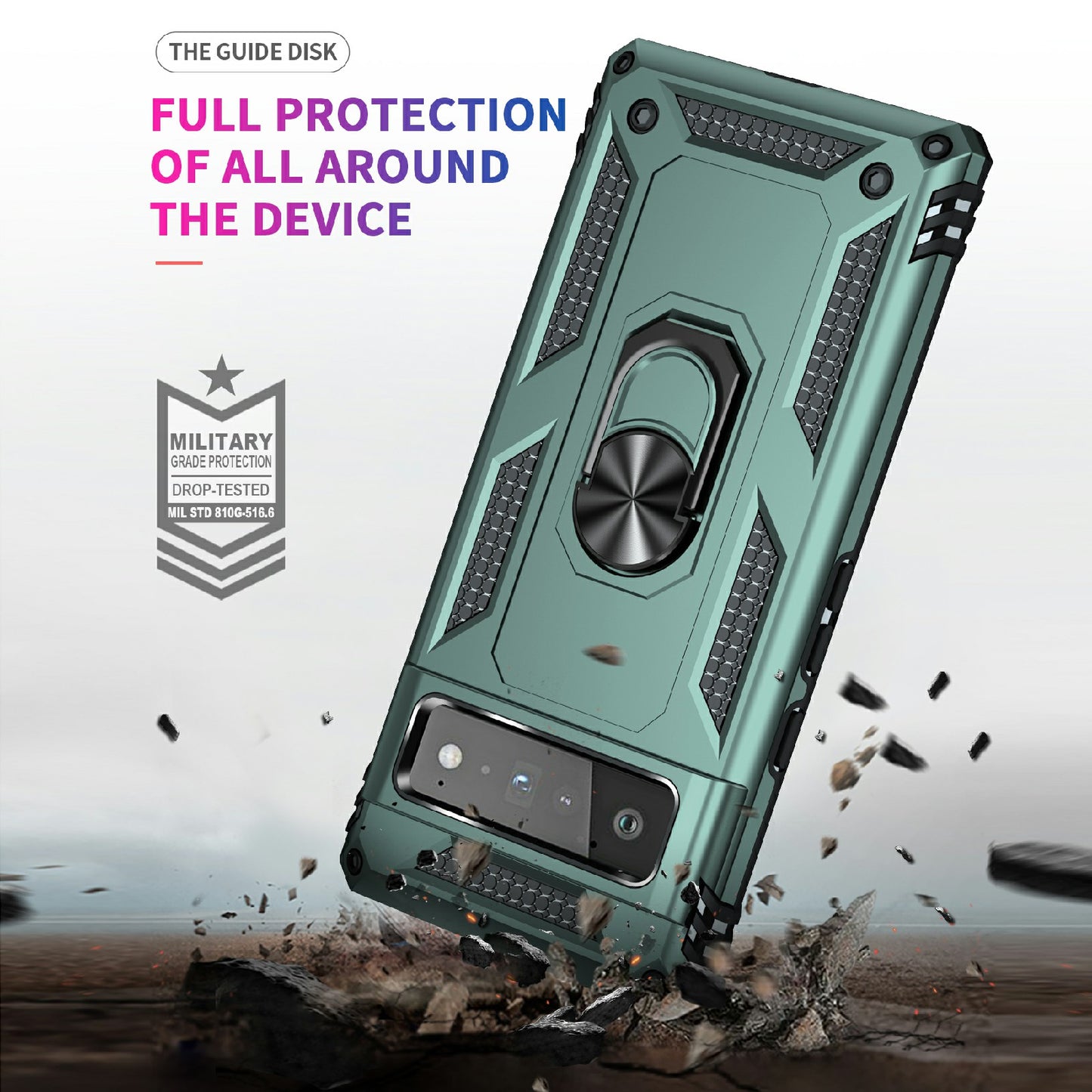 Military Grade Kickstand Design Shockproof PC TPU Hybrid Case Phone Shell for Google Pixel 6 Pro