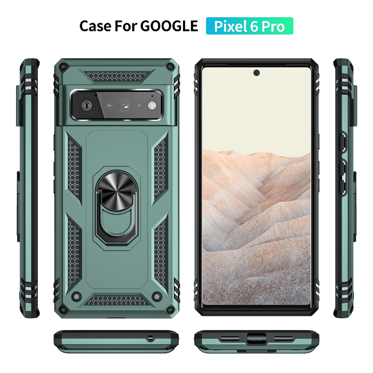 Military Grade Kickstand Design Shockproof PC TPU Hybrid Case Phone Shell for Google Pixel 6 Pro