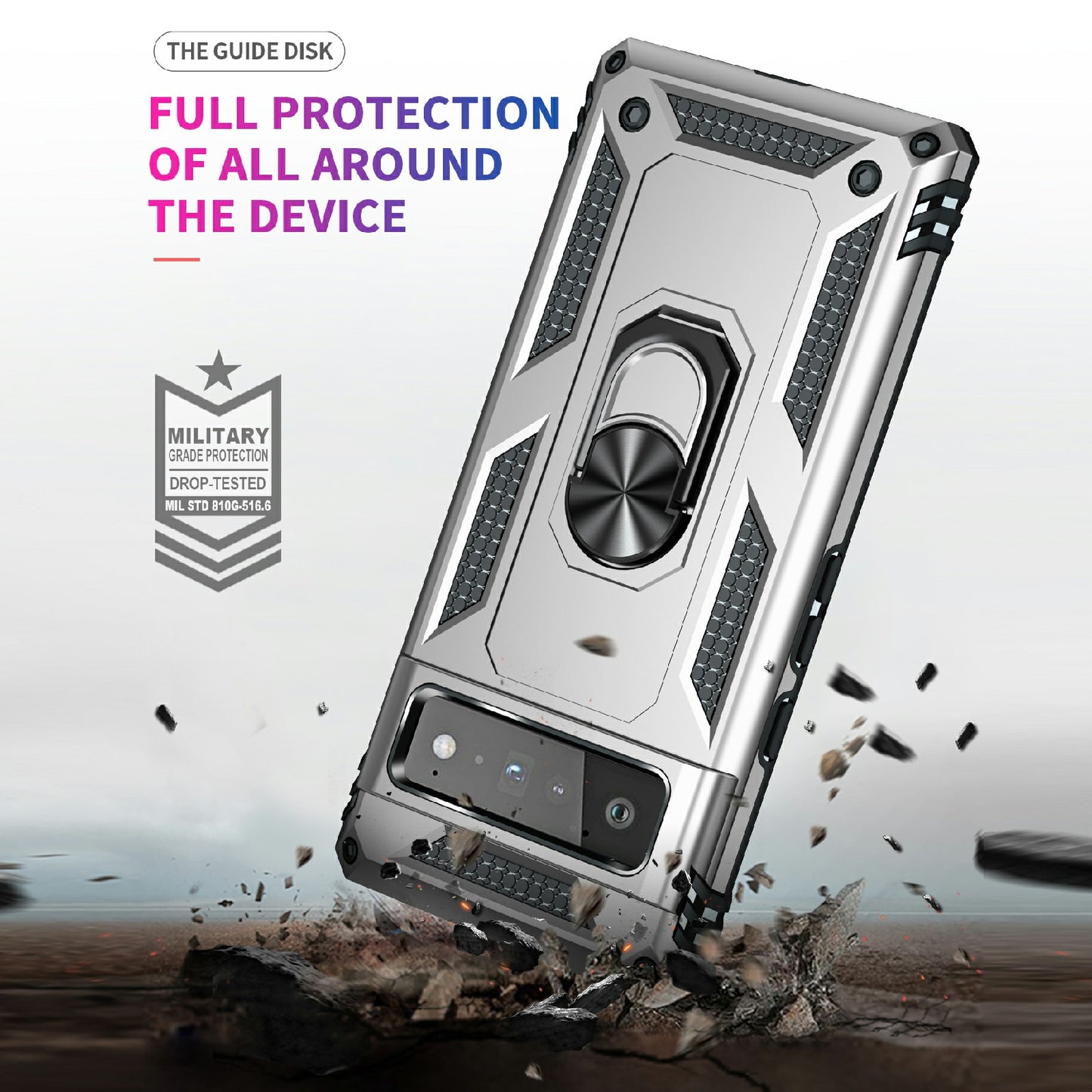 Military Grade Kickstand Design Shockproof PC TPU Hybrid Case Phone Shell for Google Pixel 6 Pro