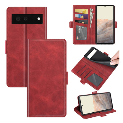 Folio Flip Magnetic Clasp Closure PU Leather Phone Cover Case with Stand for Google Pixel 6