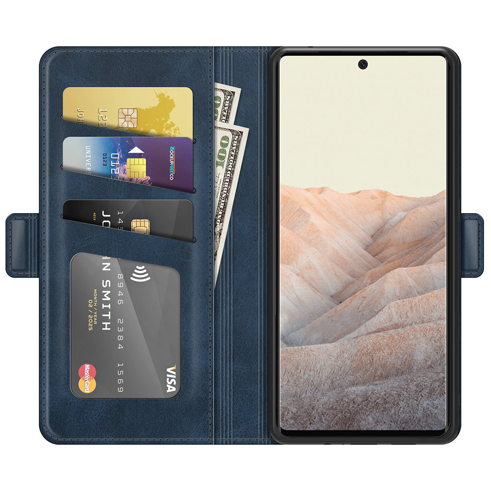 Folio Flip Magnetic Clasp Closure PU Leather Phone Cover Case with Stand for Google Pixel 6