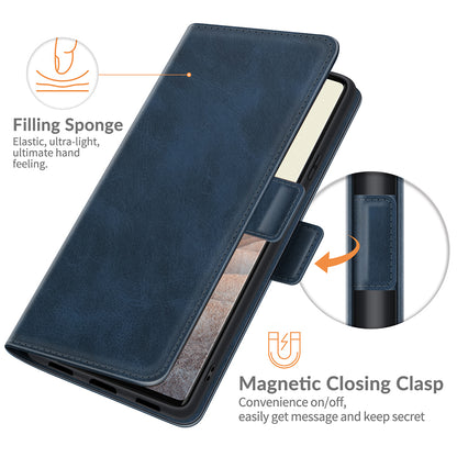 Folio Flip Magnetic Clasp Closure PU Leather Phone Cover Case with Stand for Google Pixel 6