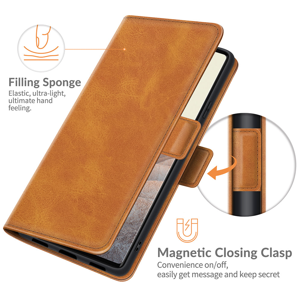 Folio Flip Magnetic Clasp Closure PU Leather Phone Cover Case with Stand for Google Pixel 6