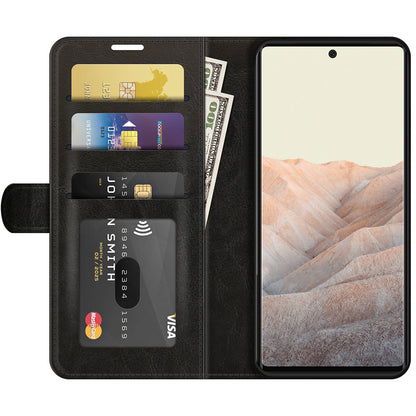 Folio Flip Crazy Horse Texture TPU Bumper Frame Leather Wallet Case with Stand for Google Pixel 6