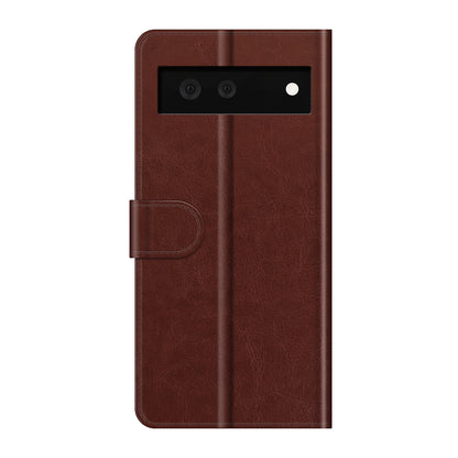 Folio Flip Crazy Horse Texture TPU Bumper Frame Leather Wallet Case with Stand for Google Pixel 6