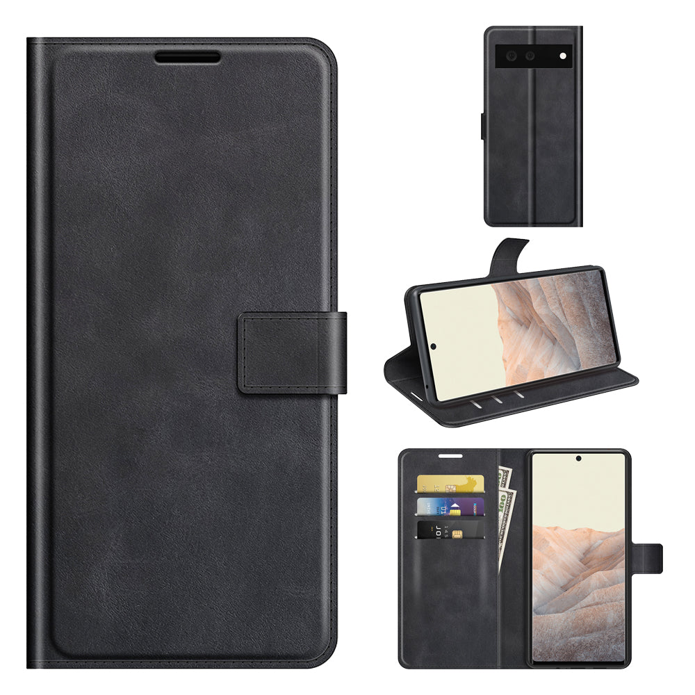 Folio Flip Leather Wallet Protective Case Phone Stand Cover Shell for Google Pixel 6