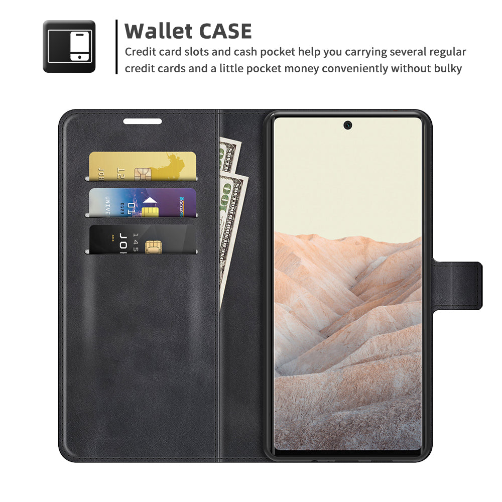 Folio Flip Leather Wallet Protective Case Phone Stand Cover Shell for Google Pixel 6