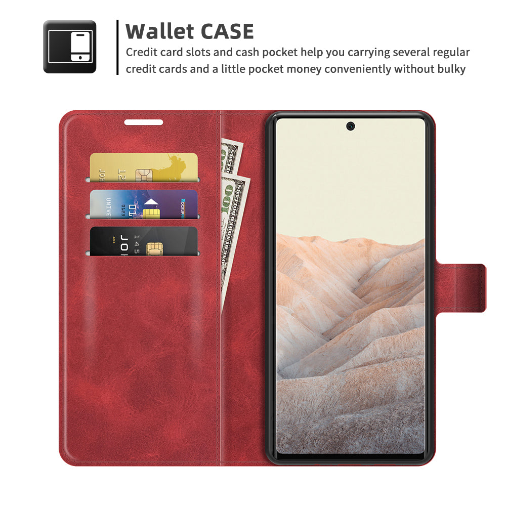 Folio Flip Leather Wallet Protective Case Phone Stand Cover Shell for Google Pixel 6