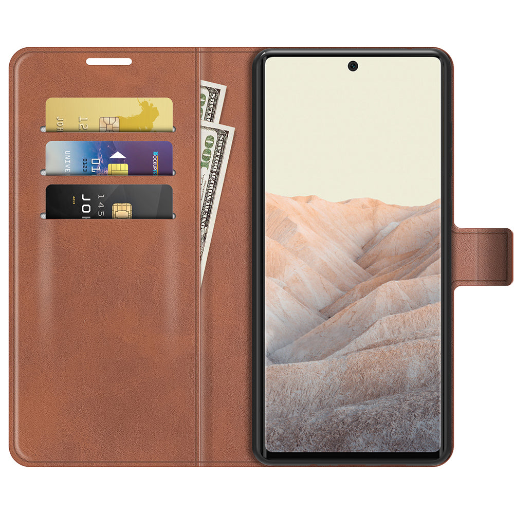 Folio Flip Leather Wallet Protective Case Phone Stand Cover Shell for Google Pixel 6