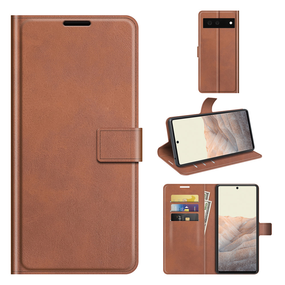 Folio Flip Leather Wallet Protective Case Phone Stand Cover Shell for Google Pixel 6