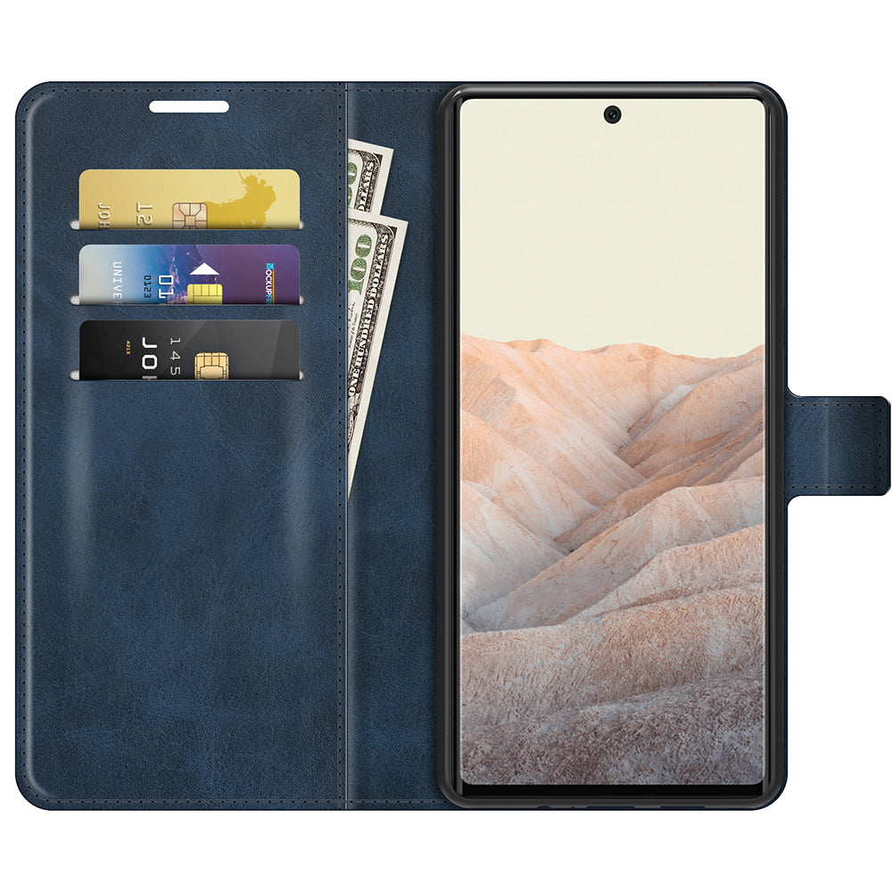 Folio Flip Leather Wallet Protective Case Phone Stand Cover Shell for Google Pixel 6