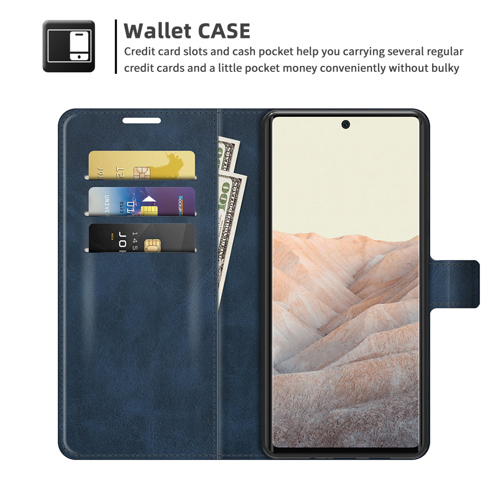 Folio Flip Leather Wallet Protective Case Phone Stand Cover Shell for Google Pixel 6