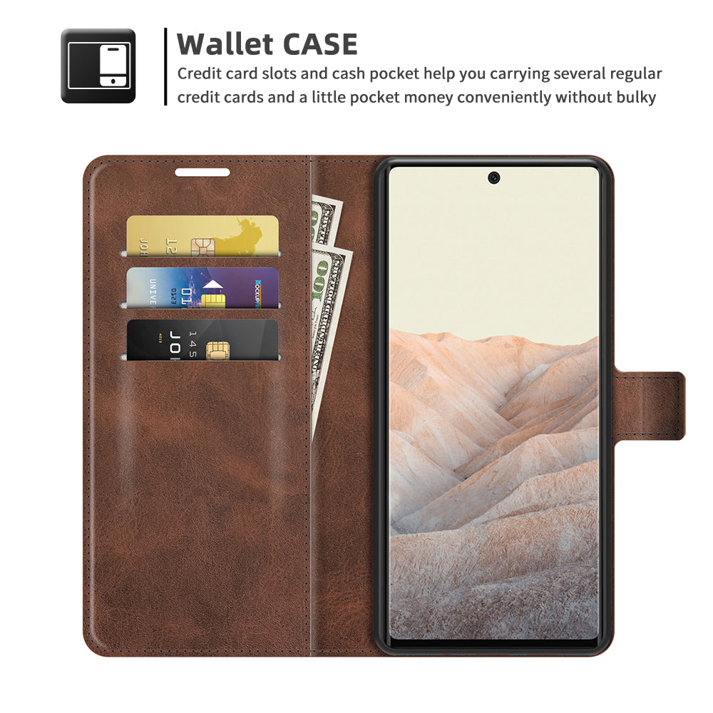 Folio Flip Leather Wallet Protective Case Phone Stand Cover Shell for Google Pixel 6