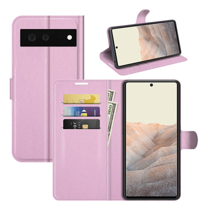 Magnetic Design Litchi Texture Horizontal Flip PU Leather + TPU Full Coverage Stand Wallet Case for Google Pixel 6