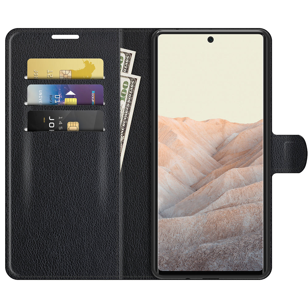 Magnetic Design Litchi Texture Horizontal Flip PU Leather + TPU Full Coverage Stand Wallet Case for Google Pixel 6