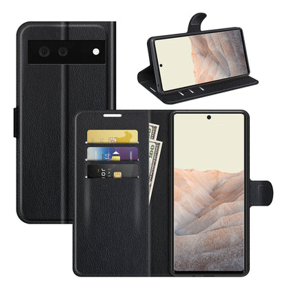 Magnetic Design Litchi Texture Horizontal Flip PU Leather + TPU Full Coverage Stand Wallet Case for Google Pixel 6