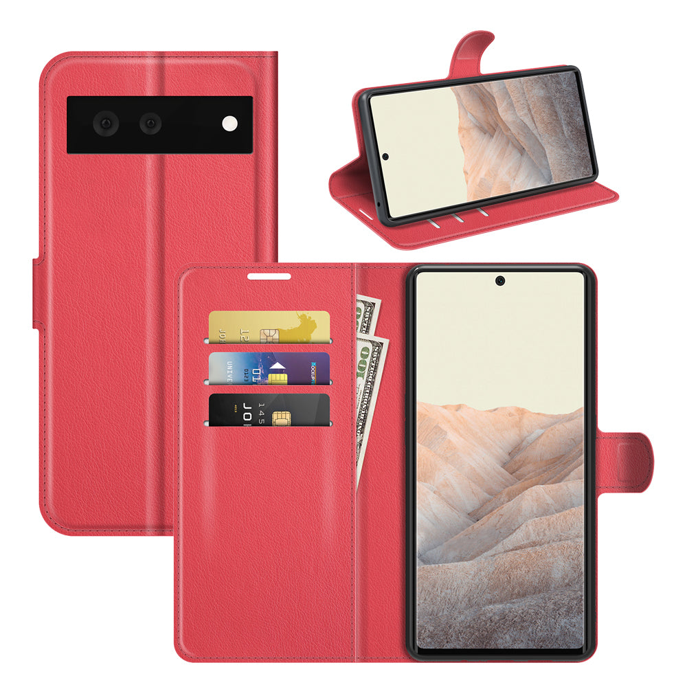 Magnetic Design Litchi Texture Horizontal Flip PU Leather + TPU Full Coverage Stand Wallet Case for Google Pixel 6