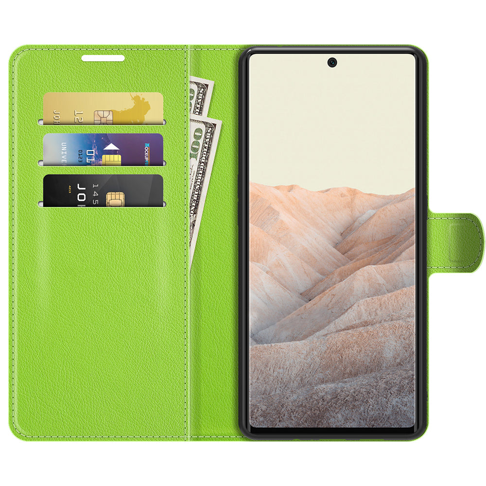 Magnetic Design Litchi Texture Horizontal Flip PU Leather + TPU Full Coverage Stand Wallet Case for Google Pixel 6