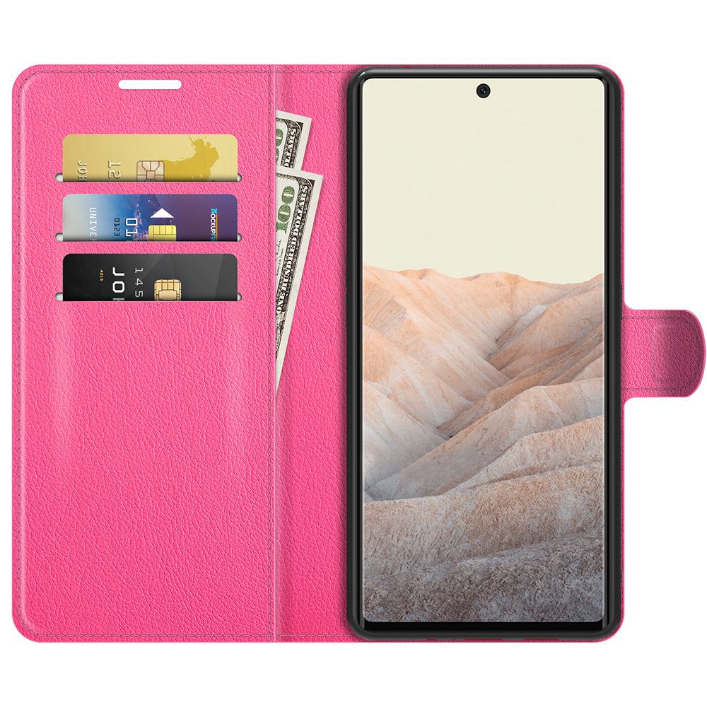 Magnetic Design Litchi Texture Horizontal Flip PU Leather + TPU Full Coverage Stand Wallet Case for Google Pixel 6